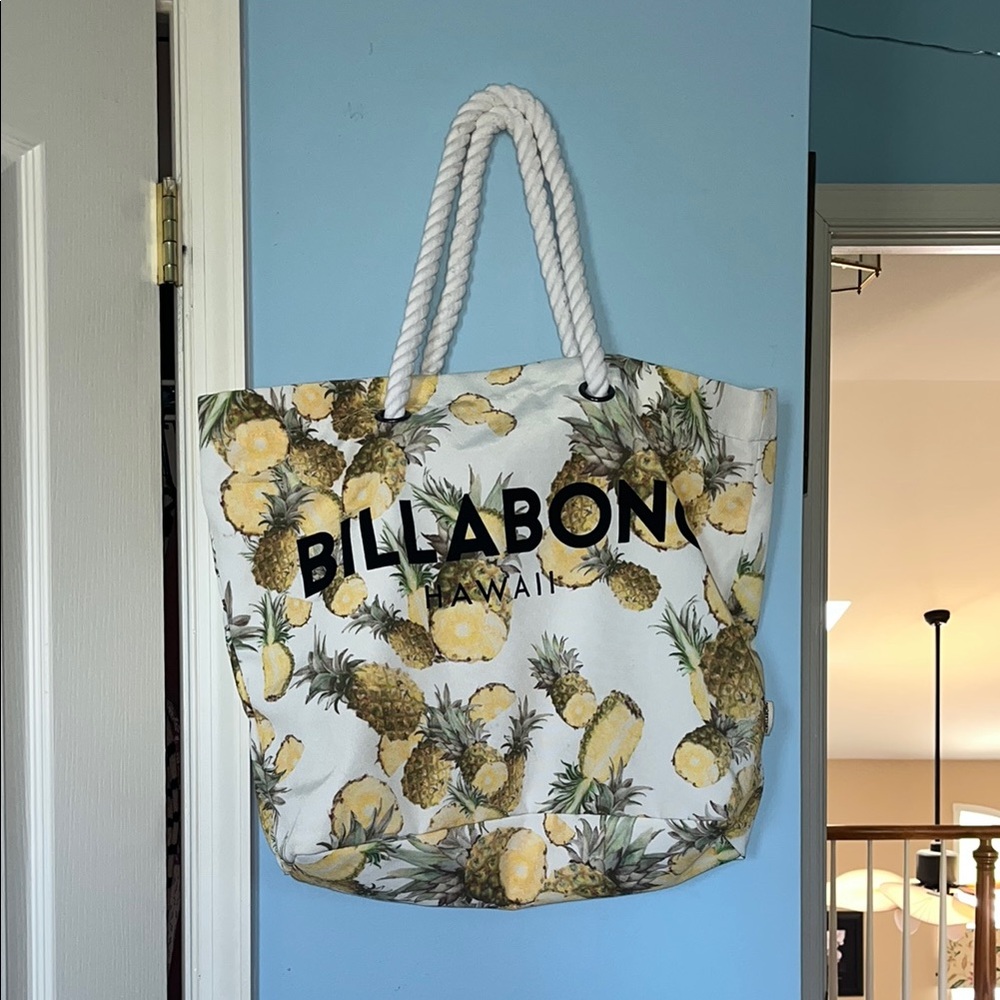 Billabong Pineapple Print Tote Bag - White and Yellow